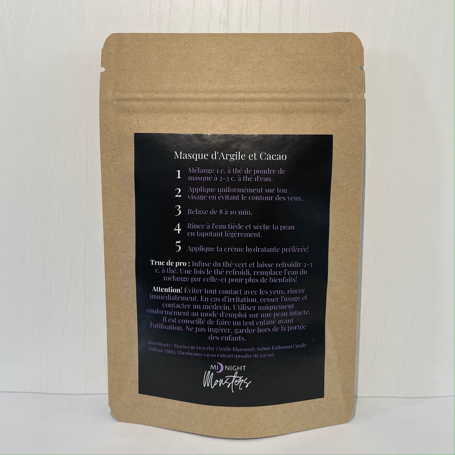 Face mask - Clays and cocoa powder